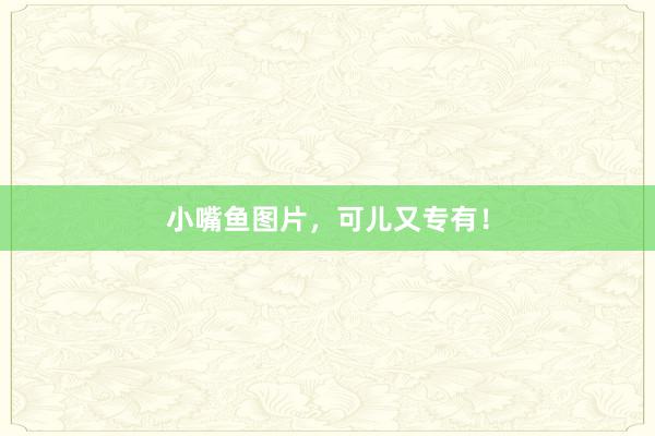 小嘴鱼图片，可儿又专有！
